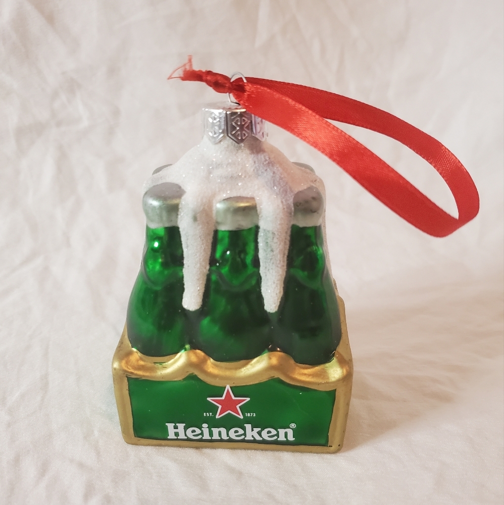 Heineken Collectible Glass Christmas Ornament 6 Pack Beer